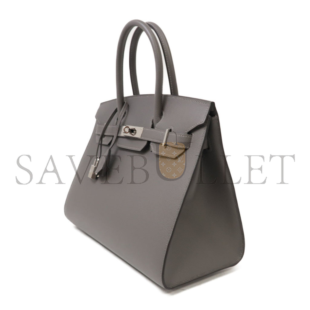 HERMES BIRKIN 30 EPSOM LEATHER PEWTER GREY SILVER BUCKLE HANDBAG 2160900355773 (30*23*15cm)